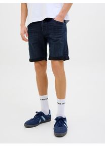 Jack & Jones Shorts JACK & JONES "JJIRICK JJFOX SHORTS CB 310 SN", Herren, Gr. XS, N-Gr, blau denim pack:am 316, Web, Obermaterial: 70% Baumwolle, 28% Polyester, 2% Elasthan, unifarben, regular fit kniefrei, Hosen Shorts, im Four-Pocket Style