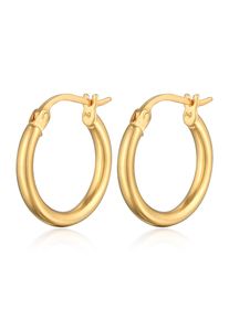 Paar Creolen Elli "Ohrringe Creolen B&uuml;gelcreolen 925 Silber" Gr. 16, gold, Ohrringe, Damen, ohne Stein, Silber 925 (Sterlingsilber), Paar Creolen