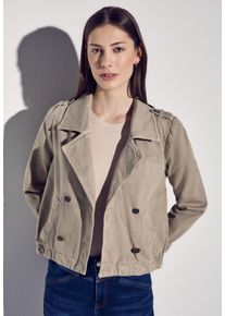 Kurzjacke Street One, Damen, Gr. 36, beige (safari beige washed), Web, Obermaterial: 100% Baumwolle, unifarben, gerade h&uuml;ftlang, V-Ausschnitt, Jacken Kurzjacke, in Trench-Look, Jeansjacken-Style