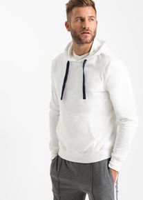 Hoodie bonprix "Hoodie aus reiner Baumwolle", Herren, Gr. 56/58 (XL), wei&szlig; (wollwei&szlig;), Obermaterial: 100% Baumwolle, regular fit, Sweatshirts Hoodie, Regular Fit, mit K&auml;ngurutasche, weich angeraute Innenseite