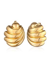 Paar Ohrstecker Elli Premium "Ohrringe Muschel 925 Sterling Silber vergoldet" Gr. 23, gold, Ohrringe, Damen, ohne Stein, Silber 925 (Sterlingsilber), Paar Ohrstecker