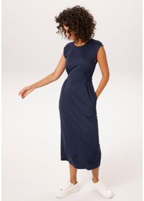 Sommerkleid Aniston CASUAL, Damen, Gr. 46, N-Gr, blau, Piqu&eacute;, Obermaterial: 67% Viskose, 33% Polyester, unifarben, figurumspielend wadenlang, Rundhals, Kleider Sommerkleid, mit fixiertem Bindeg&uuml;rtel - NEUE KOLLEKTION