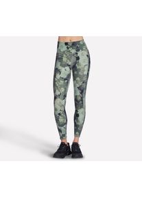 Leggings Skechers "GOFLEX RIB INBLOOM FL HW LEGGING", Damen, Gr. XS, N-Gr, grau, Obermaterial: 80% Nylon, 20% Polyester, Hosen Leggings