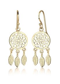 Paar Ohrh&auml;nger Elli "Ohrringe Traumf&auml;nger Federn Boho Festival 925 Silber" Gr. 33, gold, Ohrringe, Damen, ohne Stein, Silber 925 (Sterlingsilber), Paar Ohrh&auml;nger