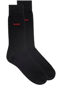 Businesssocken HUGO UNDERWEAR "2P RS UNI CC", Damen, Gr. 43-46, schwarz (schwarz001), Baumwollmischung, unifarben, elastisch, Socken Businesssocken, mit kontrastfarbenem HUGO Logo-Schriftzug