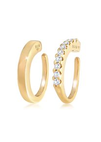 Paar Ohrklemmen Elli "Ohrringe Single Earcuff Basic Zirkonia 2er Set 925 Silber" Gr. 14,5, gold, Ohrringe, Damen, Silber 925 (Sterlingsilber), Paar Ohrklemmen