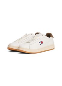 Plateausneaker Tommy Jeans "ARCHIVE' 98", Damen, Gr. 38, braun (ivory, braun), Nappaleder, Textil, unifarben mit Farbeins&auml;tzen, Basic, Schuhe Plateausneaker, Freizeitschuh, Halbschuh, Schn&uuml;rer mit Kontrastbesatz an der Ferse