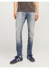 Jack & Jones Slim-fit-Jeans JACK & JONES "JJIGLENN JJCOOPER CJ 091 NOOS", Herren, Gr. 28, L&auml;nge 32, blau (blau denim), Denim/Jeans, Obermaterial: 99% Baumwolle, 1% Elasthan, Abriebeffekte, slim fit, Jeans Slim-fit-Jeans