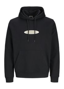Jack & Jones Hoodie JACK & JONES "JCOPACER LOGO PRINT SWEAT HOOD", Herren, Gr. S, schwarz, Sweatware, Obermaterial: 70% Baumwolle, 30% Polyester, bedruckt, relaxed fit, Rippb&uuml;ndchen, Sweatshirts Hoodie