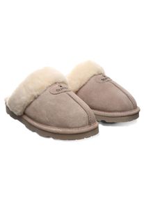 Hausschuh Bearpaw "Loki", Damen, Gr. 39, hellgrau, Veloursleder, Fellimitat, Basic, Schuhe Hausschuh, Home Slipper, Pantoffel mit Warmfutter
