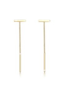 Paar Ohrh&auml;nger Elli "Ohrringe Durchzieher Kette Geo Trend Stift 925 Silber" Gr. 50, gold, Ohrringe, Damen, ohne Stein, Silber 925 (Sterlingsilber), Paar Ohrh&auml;nger