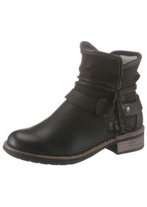 Winterboots Rieker, Damen, Gr. 38, schwarz, Lederimitat, Schuhe Winterboots, Winterstiefelette, Blockabsatz, Warmfutter, mit Zierb&auml;nder