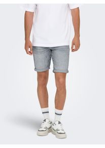Only & Sons Shorts ONLY & SONS "ONSPLY MBD 8772 TAI DNM SHORTS NOOS", Herren, Gr. XXL, N-Gr, grau (medium grau), Denim/Jeans, Obermaterial: 98% Baumwolle, 2% Elasthan, unifarben, Basic, slim fit kniefrei, Hosen Shorts