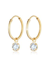 Paar Ohrh&auml;nger Elli "Ohrringe Creolen Kristalle Einh&auml;nger 925 Silber", gold, Ohrringe, Damen, mit Stein, Silber 925 (Sterlingsilber), Paar Ohrh&auml;nger