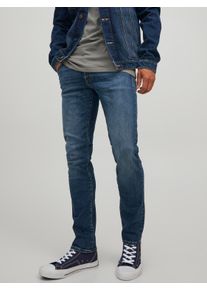 Jack & Jones Slim-fit-Jeans JACK & JONES "JJIGLENN &ndash; Slim-Fit-Jeans mit niedriger Leibh&ouml;he", Herren, Gr. 36, L&auml;nge 34, blau (blau denim), Denim/Jeans, Obermaterial: 86% Baumwolle, 12% Polyester, 2% Elasthan, Abriebeffekte, slim fit, Jeans Slim-fit-Jeans, Used, modisch, slim fit, Denim/Jeans