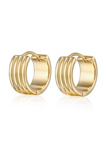 Paar Creolen Elli "Ohrringe Creolen Rillen Struktur Goldfarben" Gr. 14, gold, Ohrringe, Damen, ohne Stein, Messing, Paar Creolen