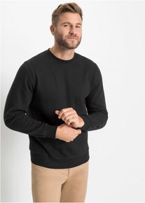 Sweatshirt bonprix "Sweatshirt", Herren, Gr. 48/50 (M), schwarz, Sweatware, Obermaterial: 60% Baumwolle, 40% Polyester, regular fit h&uuml;ftlang, Rundhals, Sweatshirts Sweatshirt, Regular Fit, mit Rundhalsausschnitt, weich angeraute Innenseite