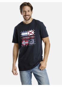 T-Shirt Jan Vanderstorm "Doppelpack T-Shirt PREBEN", Herren, Gr. L, blau (blau dunkelblau), Obermaterial: 100% Baumwolle CO., comfort fit normal, Rundhals, Shirts T-Shirt