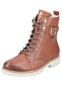 Winterboots Remonte, Damen, Gr. 45, braun, Leder, Schuhe Winterboots, Blockabsatz, Schn&uuml;rboots, Outdoorschuh mit Zierschnalle