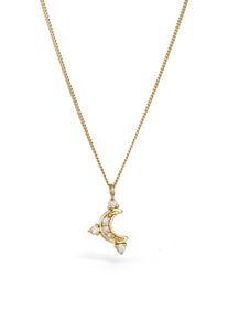 Silberkette Elli "Halskette Mond Zirkonia Wei&szlig; 925 Sterling Silber" Gr. 40, gold, Halsketten, Damen, Silber 925 (Sterlingsilber), Silberkette