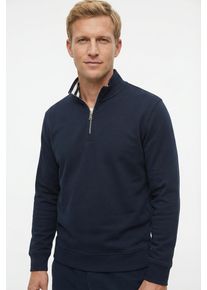 Marc O'Polo Sweatshirt MARC O'POLO DENIM "mit Troyerkragen", Herren, Gr. M, navy teal, Sweatware, Obermaterial: 100% Baumwolle, relaxed fit normal, Rippb&uuml;ndchen, Sweatshirts Sweatshirt, relaxed fit, aus Bio-Baumwolle