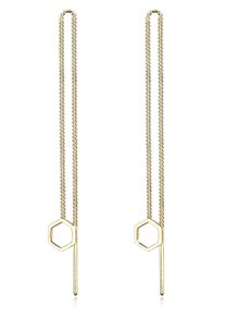 Paar Ohrh&auml;nger Elli "Ohrringe Hexagon Geo Minimal 925 Sterling Silber" Gr. 97, gold, Ohrringe, Damen, ohne Stein, Silber 925 (Sterlingsilber), Paar Ohrh&auml;nger