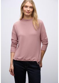 Langarmshirt Street One, Damen, Gr. 44, powder pink meliert, Jersey, Obermaterial: 80% Viskose, 15% Polyester, 5% Elasthan, meliert, regular fit normal, ohne Ausschnitt, Shirts Langarmshirt, mit Tunnelzug am Saum