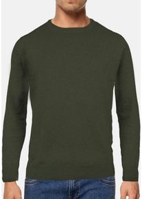 Rundhalspullover INDICODE "INTownsend", Herren, Gr. L, army, Strick, Obermaterial: 80% Baumwolle, 20% Polyamid, unifarben, normal, Rundhals, B&uuml;ndchen, Pullover Rundhalspullover