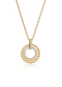 Silberkette Elli "Halskette Kreis Kristalle Anh&auml;nger Silberfarben f&uuml;r Damen" Gr. 42, gold, Halsketten, Damen, mit Stein, Messing, Silberkette