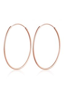 Paar Creolen Elli "Ohrringe Creolen Rund Basic Klassisch 925 Silber", rosa (rosegold), Ohrringe, Damen, ohne Stein, Silber 925 (Sterlingsilber), Paar Creolen