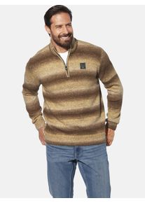 Rundhalspullover Jan Vanderstorm "Pullover AKSELSTAD", Damen, Gr. XL, gr&uuml;n (braun gestreift), Obermaterial: 51% Polyacryl PAN. 40% Polyamid ECONYL PA ECONYL. 9% Wolle mw., Pullover Rundhalspullover