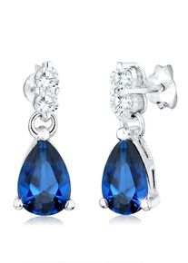 Paar Ohrh&auml;nger Elli "Ohrringe Ohrstecker mit Zirkonia Tropfen Blau 925 Silber" Gr. 20, blau, Ohrringe, Damen, mit Stein, Silber 925 (Sterlingsilber), Paar Ohrh&auml;nger