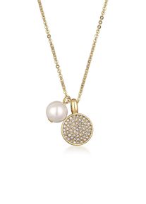 Silberkette Elli "Halskette Kristall Perlenanh&auml;nger Elegant Silberfarben" Gr. 42, gold, Halsketten, Damen, mit Stein, Messing, Silberkette