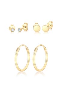 Ohrstecker-Set Elli "Ohrringe Ohrstecker 3er Set 925 Sterling Silver" Gr. 20, gold, Ohrringe, Damen, Silber 925 (Sterlingsilber), Ohrstecker-Set