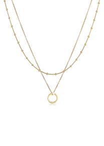 Silberkette Elli "Halskette Layer Kugelkette Kreis Rund 925 Silber" Gr. 43, gold, Halsketten, Damen, Silber 925 (Sterlingsilber), Silberkette