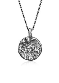 Kette mit Anh&auml;nger HAZE & GLORY "Halskette Coin Anh&auml;nger - Here and Now 925 Silber" Gr. 65, silber, Halsketten, Herren, Silber 925 (Sterlingsilber), Kette mit Anh&auml;nger