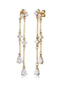 Paar Ohrstecker Elli Premium "Ohrringe Tropfen Topas Wei&szlig; 925 Sterling Silber" Gr. 56, gold, Ohrringe, Damen, mit Stein, Silber 925 (Sterlingsilber), Paar Ohrstecker