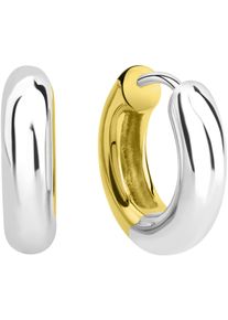 Paar Creolen Firetti "Schmuck Geschenk Silber 925 Ohrschmuck Ohrringe bicolor", gold (silberfarben, gelbgoldfarben), Ohrringe, Damen, 17mm, Silber 925 (Sterlingsilber), Paar Creolen