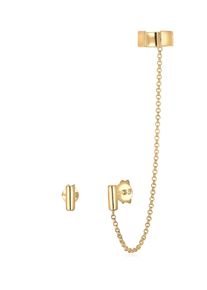 Paar Ohrstecker Elli "Ohrringe Earcuff Klemme Asymmetrisch Minimal Geo 925 Silber" Gr. 8, gold, Ohrringe, Damen, ohne Stein, Silber 925 (Sterlingsilber), Paar Ohrstecker