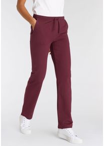 Sweathose Flashlights, Damen, Gr. 44/46, N-Gr, rot (bordeaux), Sweatware, Obermaterial: 95% Baumwolle, 5% Elasthan, unifarben, Basic, l&auml;ssig geschnitten lang, Hosen Sweathose, Mit Geradem Bein