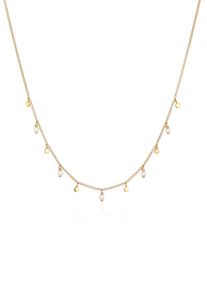 Silberkette Elli "Halskette Pl&auml;ttchen Perlen Modisch Elegant 925 Silber vergoldet" Gr. 45, gold, Halsketten, Damen, Silber 925 (Sterlingsilber), Silberkette