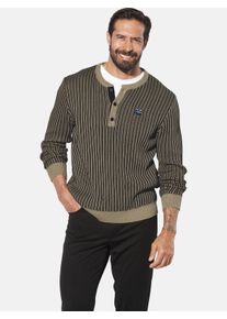 Rundhalspullover Jan Vanderstorm "Pullover AKSELVIK", Herren, Gr. L, schwarz (schwarz gestreift), Obermaterial: 100% Baumwolle CO., Pullover Rundhalspullover