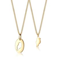 Ketten-Set Elli "Halskette Mutter Kind Vogel Symbol 925 Sterling Silver" Gr. 45, gold, Halsketten, Damen, ohne Stein, Silber 925 (Sterlingsilber), Ketten-Set