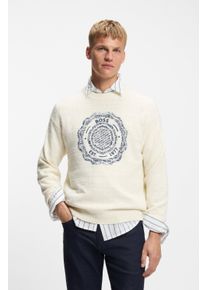 Strickpullover BOSS Orange "Kerbert", Herren, Gr. 3XL, natural106, Strick, Obermaterial: 48% Wolle, 40% Baumwolle, 12% Polyamid, unifarben, regular fit normal, Rundhals, B&uuml;ndchen, Pullover Strickpullover, Regular Fit, Rundhalsausschnitt, BOSS-Logo