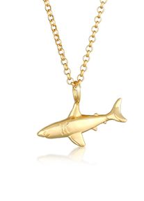 Kette mit Anh&auml;nger Elli "Halskette Haifisch Hai Erbskette Tier Symbol 925 Silber" Gr. 45, gold, Halsketten, Damen, ohne Stein, Silber 925 (Sterlingsilber), Kette mit Anh&auml;nger