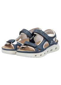 Sandale RIEKER SPORT "Outdoorsandale", Damen, Gr. 40, blau (blau, creme), Lederimitat, Textil, Schuhe Sandale, Sommerschuh, Sandalette, Plateauabsatz, mit Klettverschl&uuml;ssen