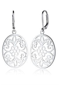 Paar Ohrh&auml;nger Elli "Ohrringe Ornament Blume Orientalisch Oval 925 Silber" Gr. 41, silber, Ohrringe, Damen, 41, ohne Stein, Silber 925 (Sterlingsilber), Paar Ohrh&auml;nger