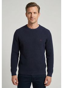 Strickpullover Fynch-Hatton, Herren, Gr. XXL, navy, Strick, Obermaterial: 100% Baumwolle, unifarben, normal h&uuml;ftbedeckend, Rundhals, Flachstrickb&uuml;ndchen, Pullover Strickpullover, aus Baumwolle, normale Passform, h&uuml;ftbedeckende L&auml;nge