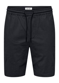 Only & Sons Chinoshorts ONLY & SONS "ONSCAPRI SLIM SLUB CHINO SHORTS OTL", Damen, Gr. L, N-Gr, blau (schwarz navy), Web, Obermaterial: 98% Baumwolle, 2% Elasthan, unifarben, slim fit knielang, Hosen Chinoshorts