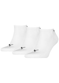 Sneakersocken Puma "Puma UNISEX CUSHIONED SNEAKER 3P", Damen, Gr. 35-38, wei&szlig; (3x wei&szlig;), Baumwollmischung, bedruckt, unifarben, elastisch, Socken Sneakersocken, mit Frottee